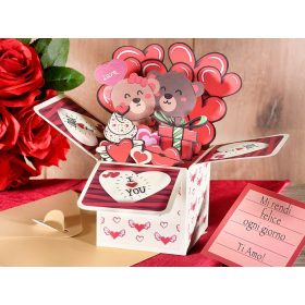   3D pop-up Szeretlek üdvözlőlap kártyával és borítékkal