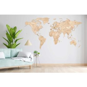 Fali Világtérkép fa puzzle-natúr