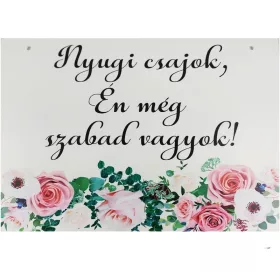 "Nyugi csajok..." tábla (virágos) 30x20 cm
