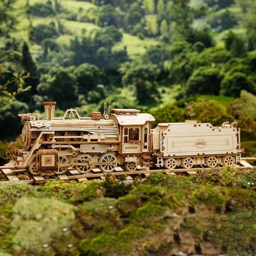 Gőzös tehervonat 3D fa puzzle modell