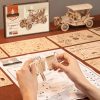 Antik autó 3D fa puzzle modell