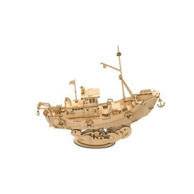 Halászhajó 3D fa puzzle modell