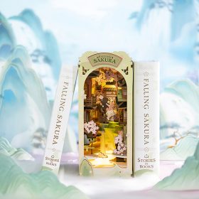   Könyvkuckó Hulló cseresznyevirágok 3D fa puzzle modell - Book Nook