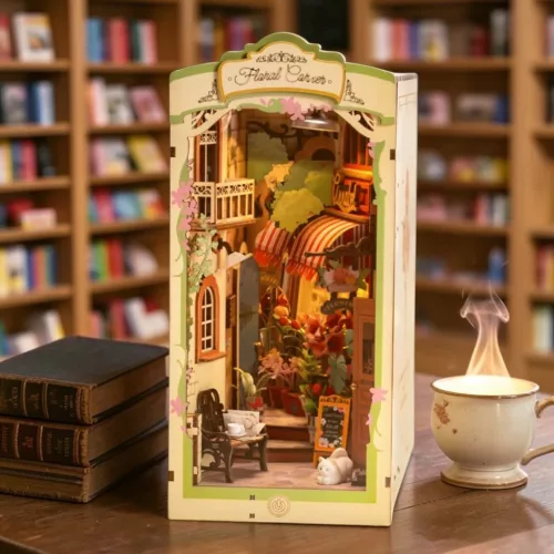 Könyvkuckó Virágbolt 3D fa puzzle modell - Book Nook