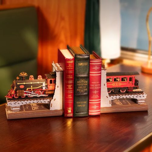 Könyvtámasz vonat 3D fa puzzle modell - Book Nook