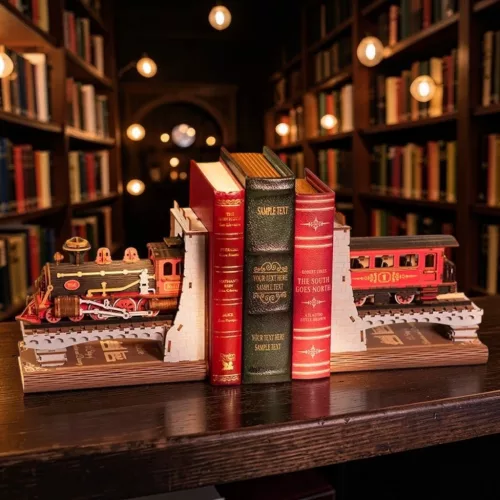 Könyvtámasz vonat 3D fa puzzle modell - Book Nook