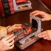 Könyvtámasz vonat 3D fa puzzle modell - Book Nook