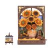 Robotime Golden Sunflower arany napraforgó 3D fa puzzle LED világítással, asztali dekoráció és kreatív építőjáték  