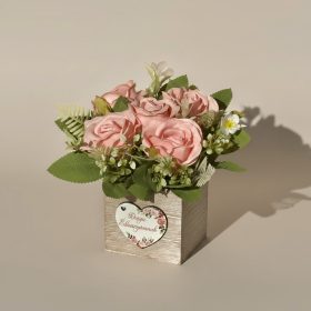   A legszebb mosoly Anyának – rózsás virágbox fa dobozban - megható anyák napi ajándék