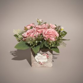   Megható ajándék nagyinak - rózsás virágbox fa dobozban - anyák napjára