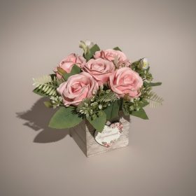   Megható ajándék nagyinak - rózsás virágbox fa dobozban - anyák napjára