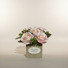   Szeretlek Anyu -  kézzel készült rózsás virágbox fa dobozban - megható anyák napi ajándék édesanyáknak