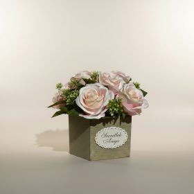   Szeretlek Anyu -  kézzel készült rózsás virágbox fa dobozban - megható anyák napi ajándék édesanyáknak