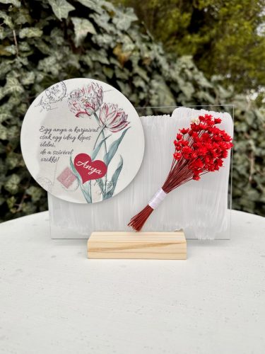 Szülőköszöntő ajándék plexi, tartóval-nagy